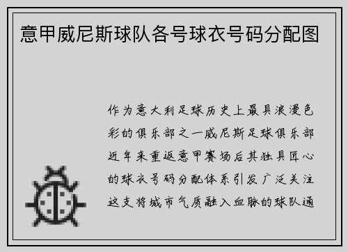 意甲威尼斯球队各号球衣号码分配图